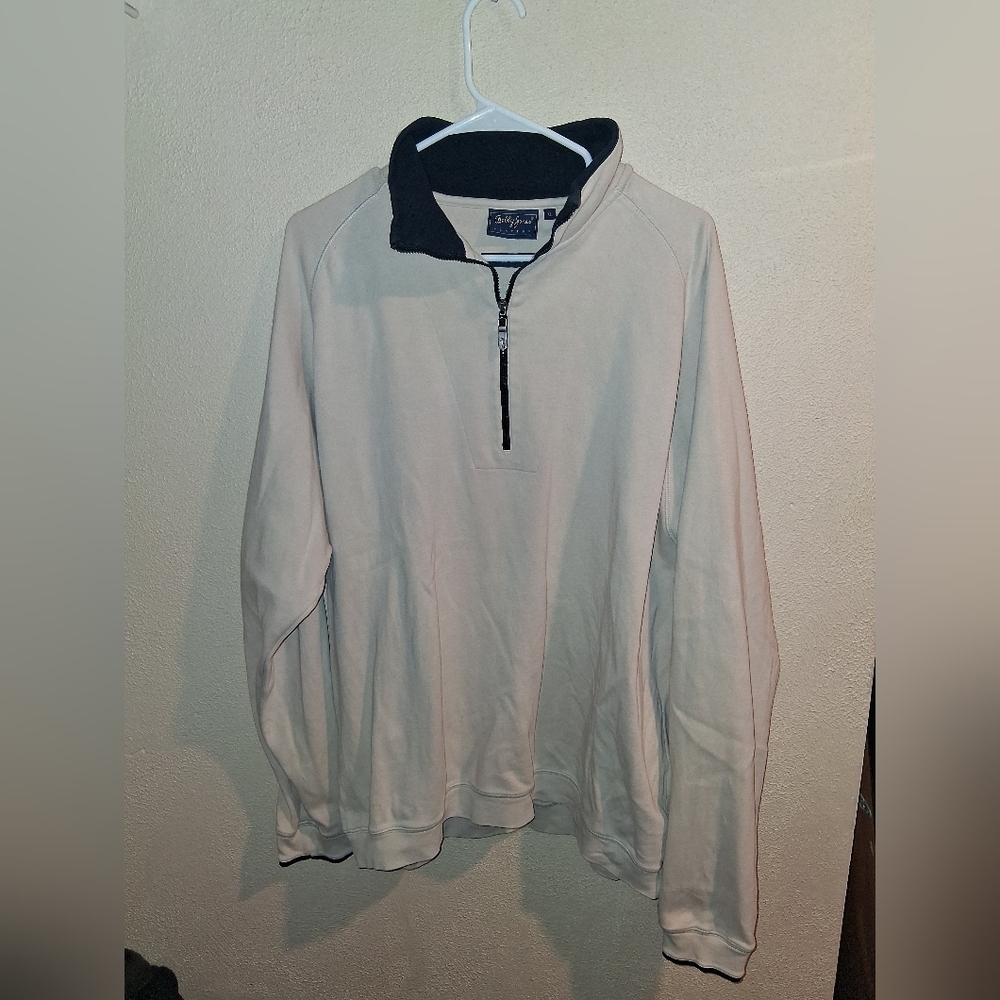 Bobby Jones Players Mens XL Tan Pullover 1/4 Zip 100% Peruvian Pima Cotton Golf